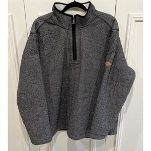 Orvis Sherpa Fleece Lined 1/4 Zip Pullover Sweater Jacket Black‎ Gray Outdoor